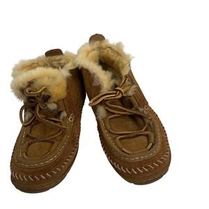 LL Bean Wicked Good Lodge Boots Suede Shearling Moccasin Brown 503342 Mens 7